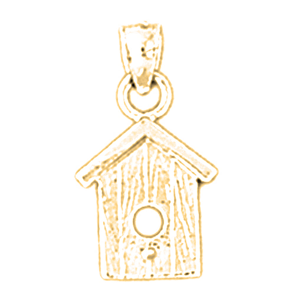 14K or 18K Gold Bird House Pendant