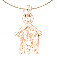 14K or 18K Gold Bird House Pendant