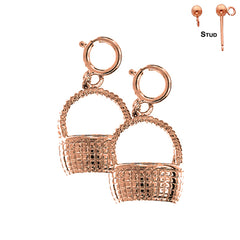 14K or 18K Gold 3D Basket Earrings
