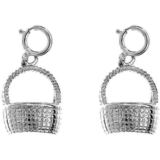 Sterling Silver 17mm 3D Basket Earrings