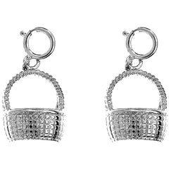 Sterling Silver 17mm 3D Basket Earrings