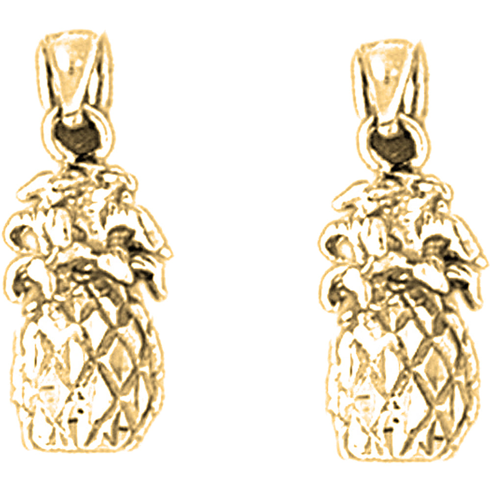 Yellow Gold-plated Silver 21mm Pineapple Earrings
