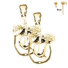 Sterling Silver 23mm Apple Earrings (White or Yellow Gold Plated)