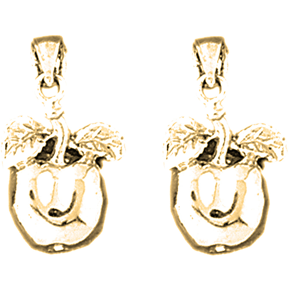 Yellow Gold-plated Silver 23mm Apple Earrings