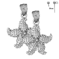 Pendientes de estrella de mar de plata de ley de 20 mm (chapados en oro blanco o amarillo)