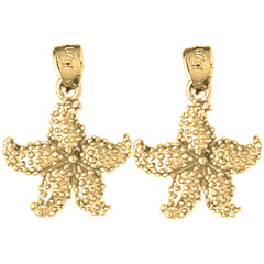 14K or 18K Gold 20mm Starfish Earrings