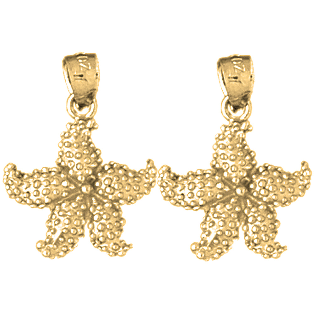 Yellow Gold-plated Silver 20mm Starfish Earrings