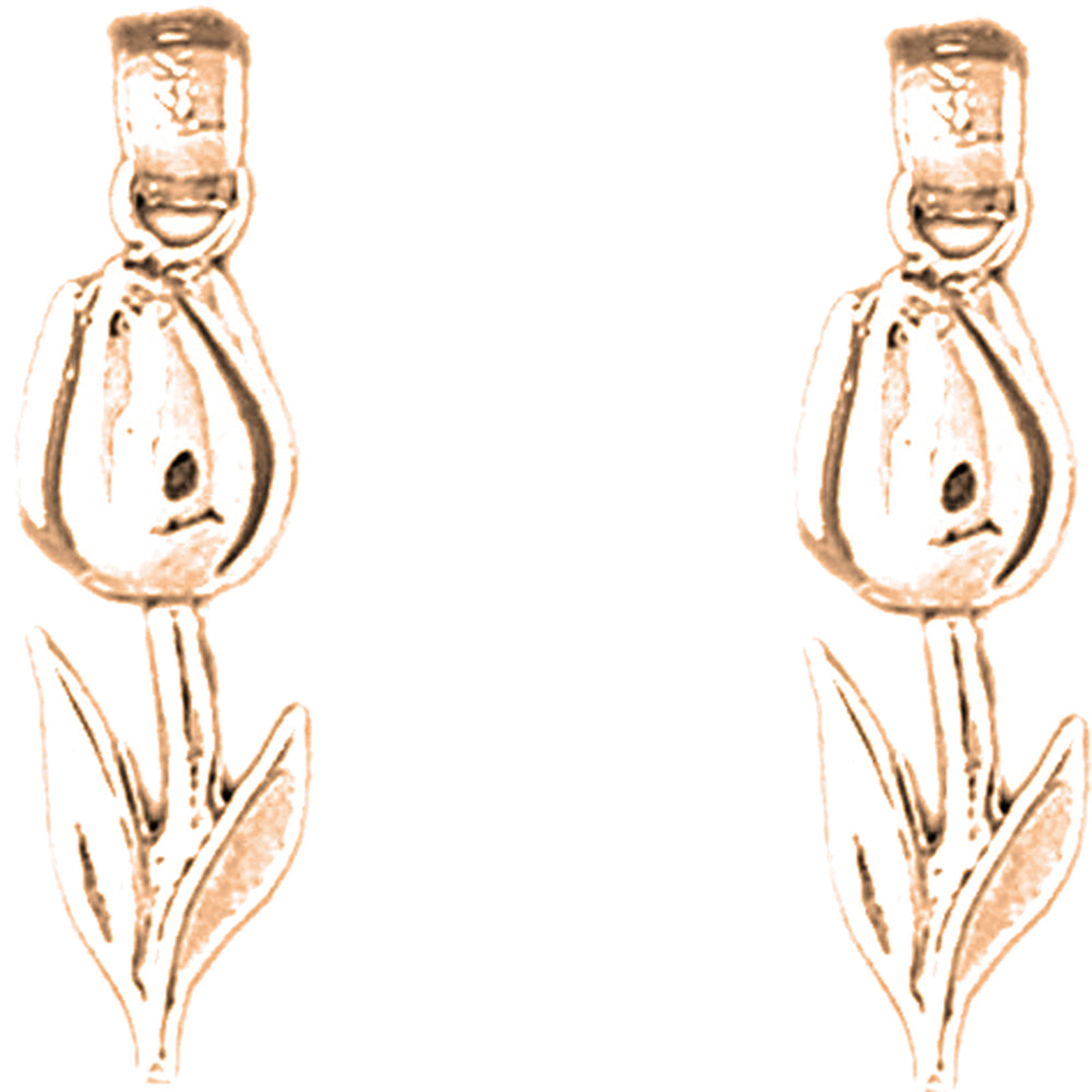 14K or 18K Gold 27mm Tulip Flower Earrings