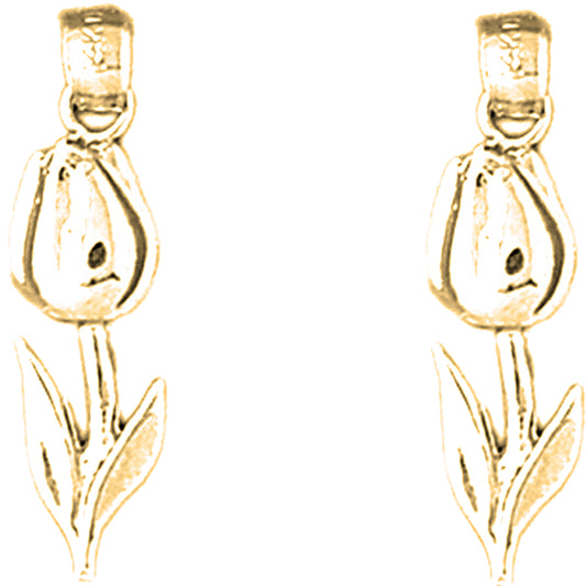 Yellow Gold-plated Silver 27mm Tulip Flower Earrings
