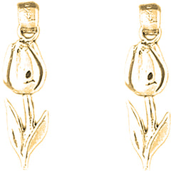 14K or 18K Gold 27mm Tulip Flower Earrings