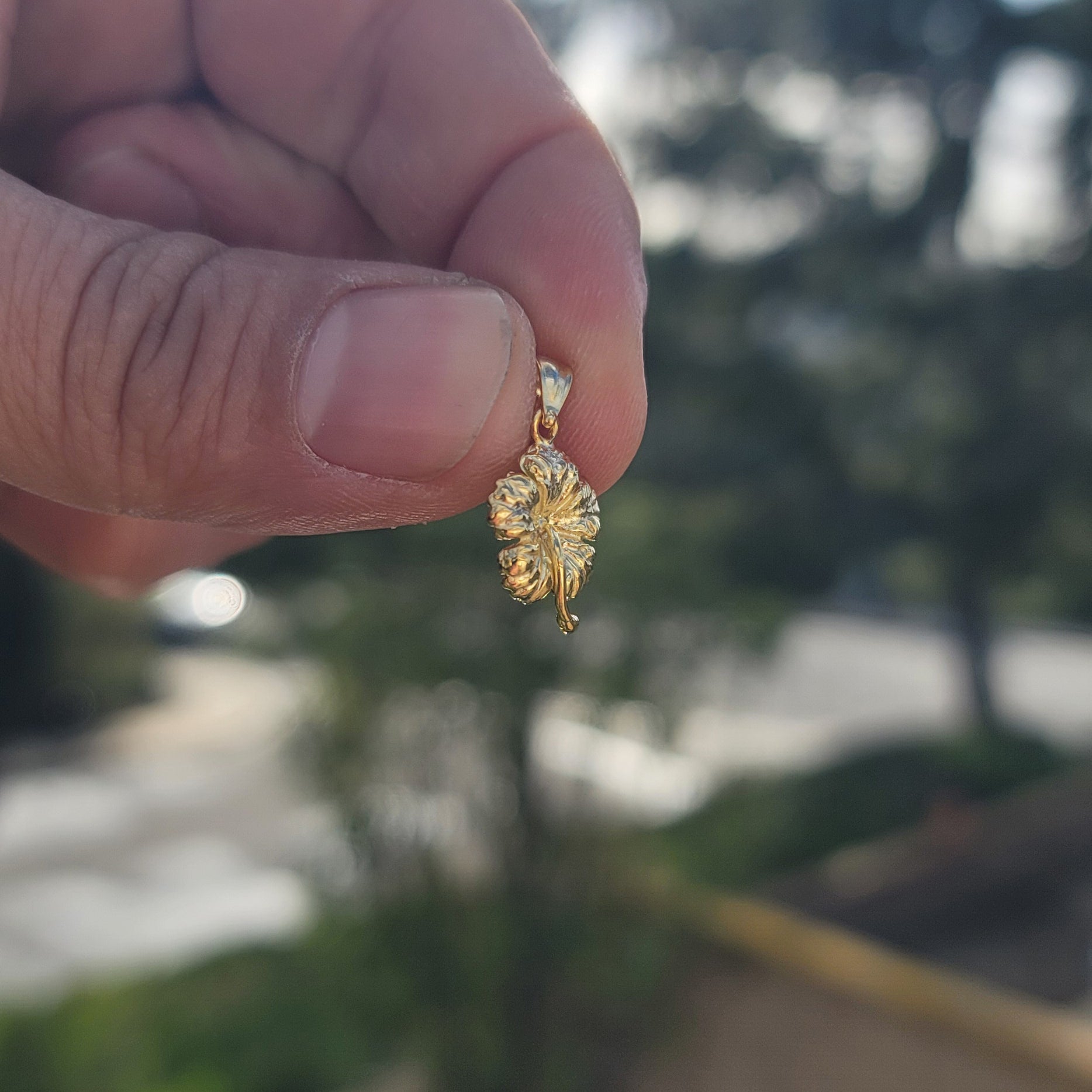 14K or 18K Gold Hibiscus Flower Pendant