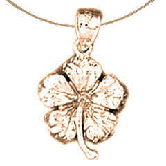 Colgante de flor de hibisco de oro de 14 quilates o 18 quilates
