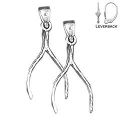 Sterling Silver 29mm Wishbone Earrings (White or Yellow Gold Plated)
