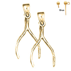 Sterling Silver 29mm Wishbone Earrings (White or Yellow Gold Plated)