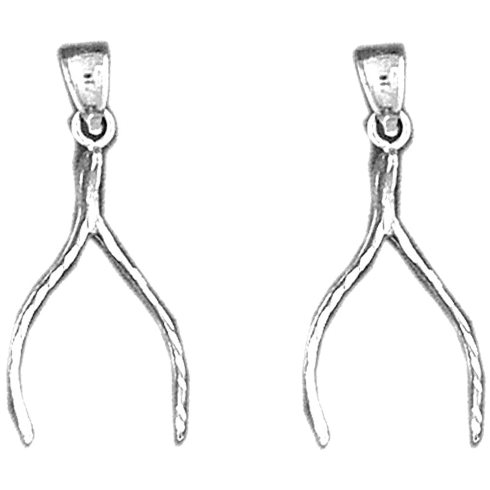 Sterling Silver 29mm Wishbone Earrings