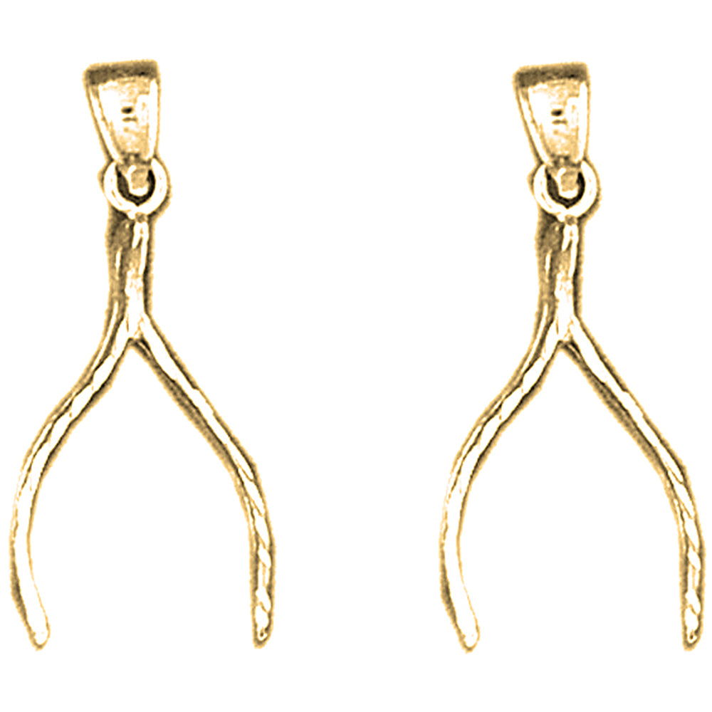 Yellow Gold-plated Silver 29mm Wishbone Earrings