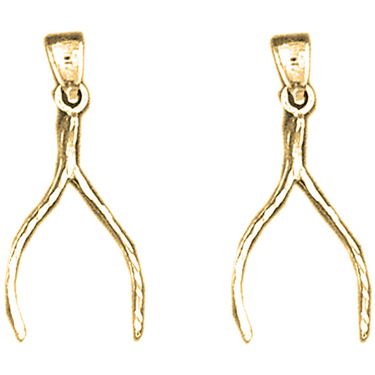 Yellow Gold-plated Silver 29mm Wishbone Earrings