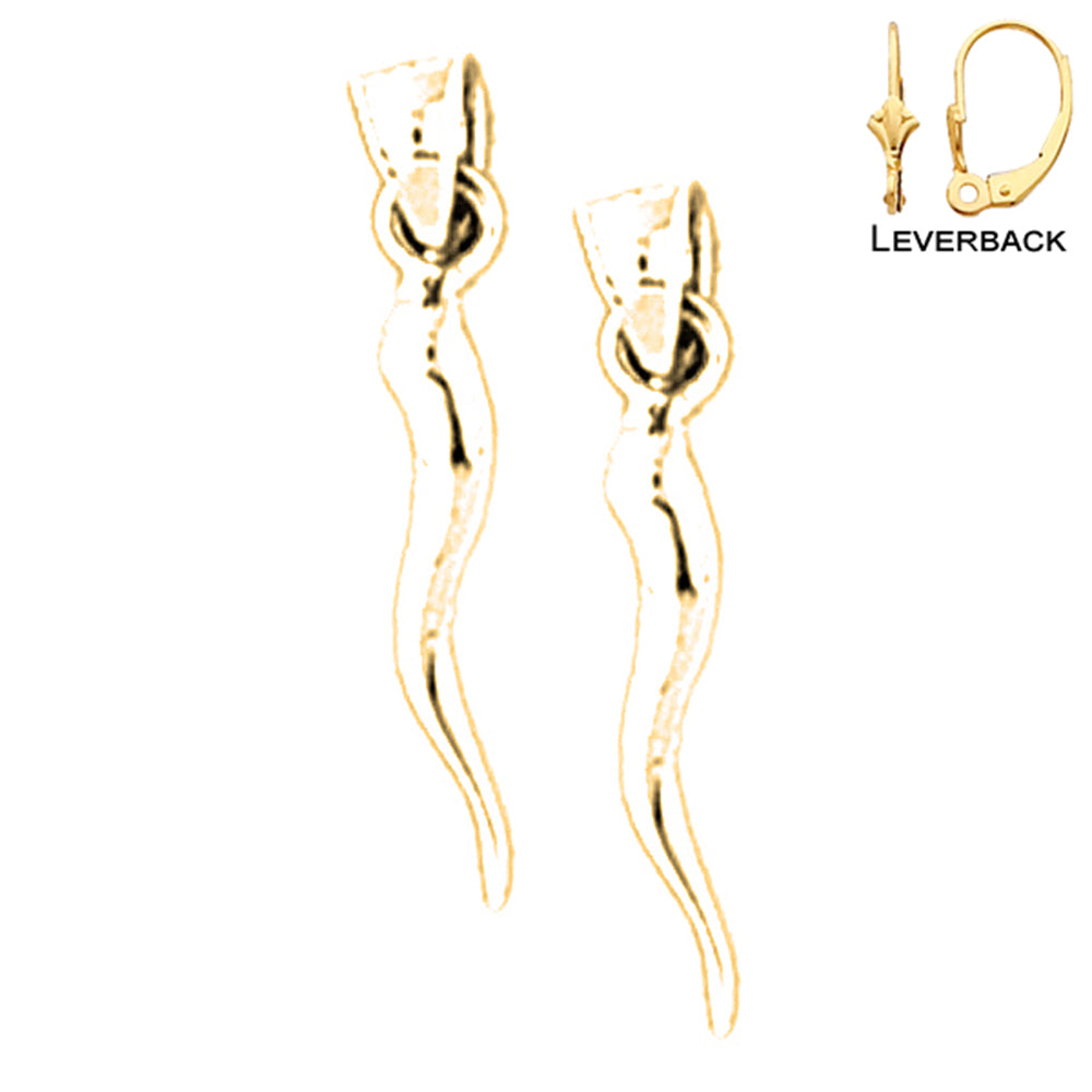 14K or 18K Gold 3D Cornicello / Italian Horn Earrings