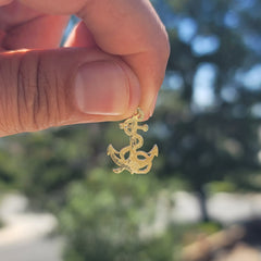 14K or 18K Gold Anchor With Rope Pendant