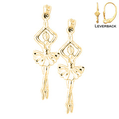 Sterling Silver 40mm Fifth Position Ballerina Earrings (White or Yellow Gold Plated)