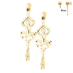 Sterling Silver 40mm Fifth Position Ballerina Earrings (White or Yellow Gold Plated)