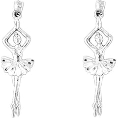 Sterling Silver 40mm Fifth Position Ballerina Earrings