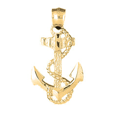 14K or 18K Gold Anchor With Rope Pendant