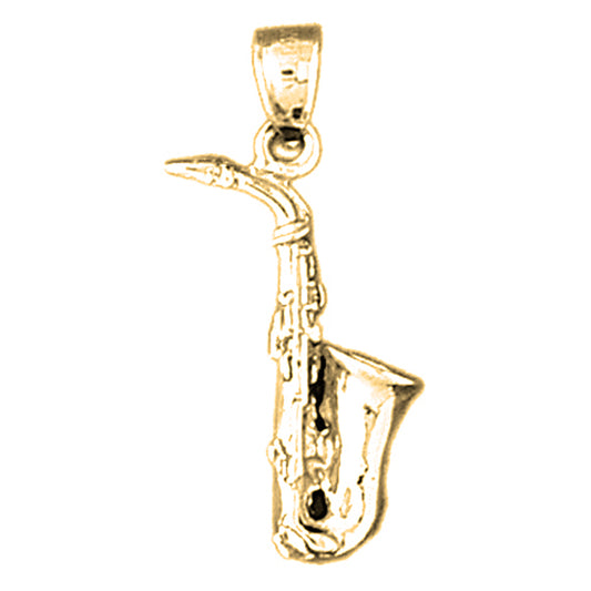 14K or 18K Gold 3D Saxophone Pendant