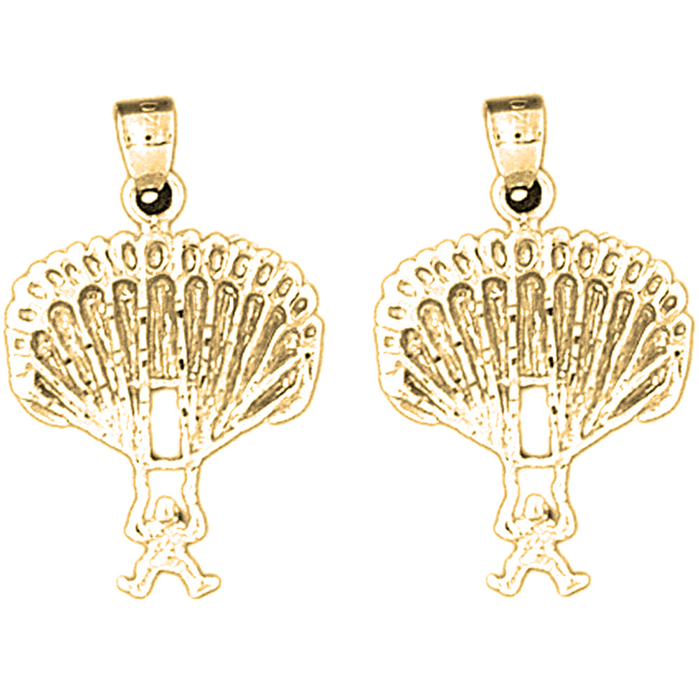Yellow Gold-plated Silver 27mm Parachute Earrings