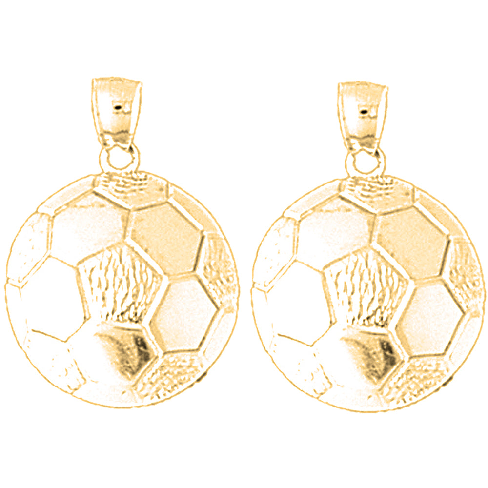 Yellow Gold-plated Silver 25mm Soccer Ball Earrings