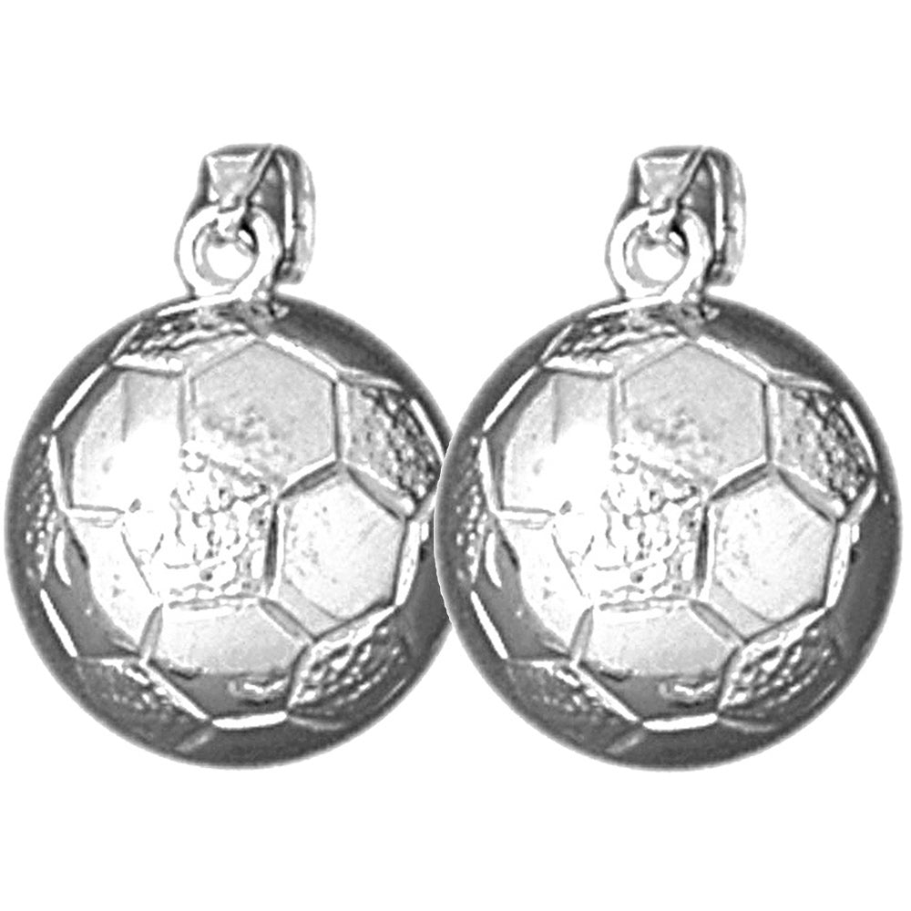 Sterling Silver 19mm 3D Soccer Ball Earrings