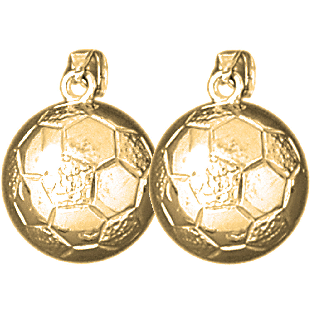 Yellow Gold-plated Silver 19mm 3D Soccer Ball Earrings