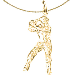 14K or 18K Gold Baseball Player Pendant