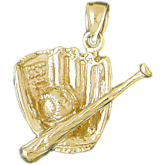 14K or 18K Gold Baseball Glove, Ball & Bat Pendant