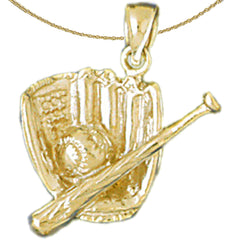 14K or 18K Gold Baseball Glove, Ball & Bat Pendant