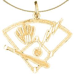 14K or 18K Gold Baseball Field Pendant