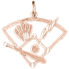 14K or 18K Gold Baseball Field Pendant