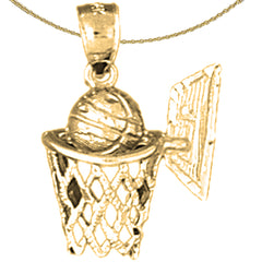 14K or 18K Gold Basketball Hoop Pendant