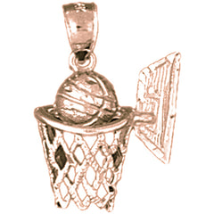 14K or 18K Gold Basketball Hoop Pendant