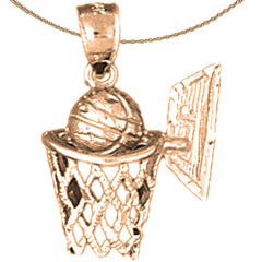 14K or 18K Gold Basketball Hoop Pendant