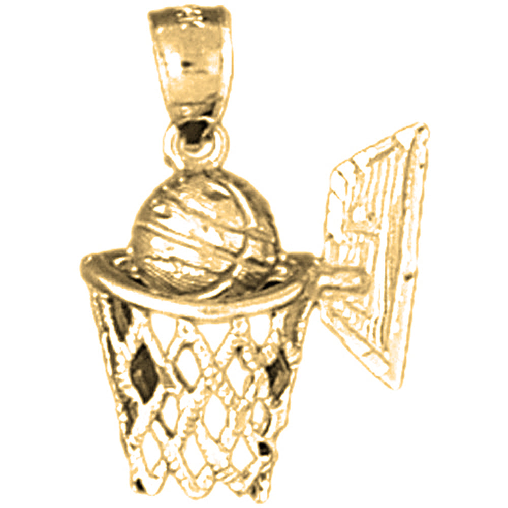 14K or 18K Gold Basketball Hoop Pendant