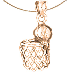 14K or 18K Gold Basketball Hoop Pendant