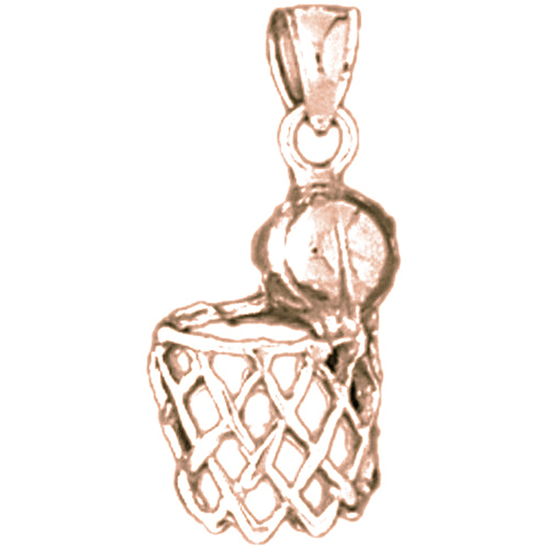 14K or 18K Gold Basketball Hoop Pendant