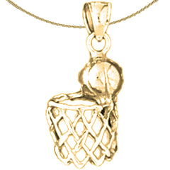 14K or 18K Gold Basketball Hoop Pendant