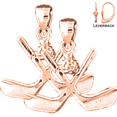 14K or 18K Gold Hockey Stick Earrings