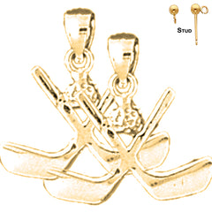 14K or 18K Gold Hockey Stick Earrings