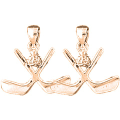 14K or 18K Gold 19mm Hockey Stick Earrings