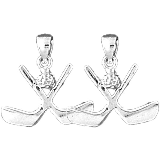 Sterling Silver 19mm Hockey Stick Earrings