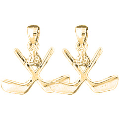 14K or 18K Gold 19mm Hockey Stick Earrings