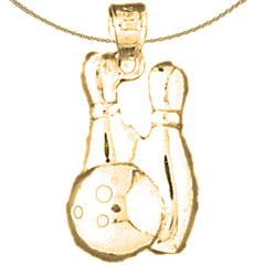 14K or 18K Gold Bowling Pin And Ball Pendant